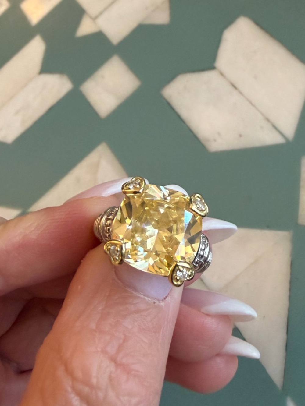 Judith Ripka Canary Yellow Crystal Ring - Picture 2 of 9